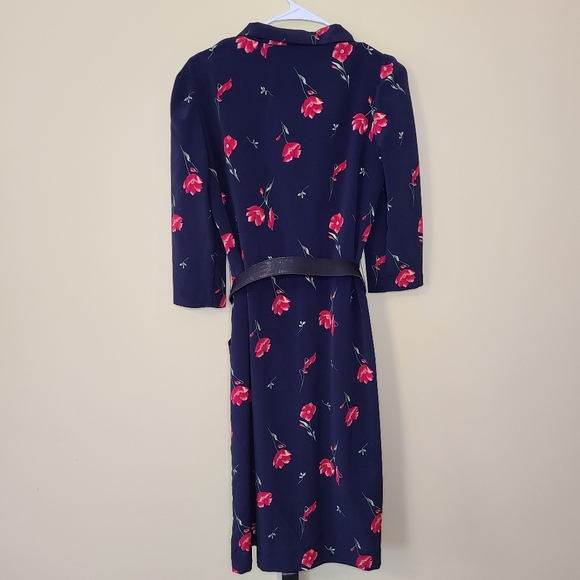Vintage Belted Poppy Print Dress A-Line Classic R.J. Stevens Size 6 SEE DETAILS - Picture 3 of 6
